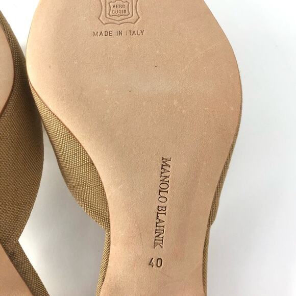 NEW Vintage Manolo Blahnik Shell Embellished Pointed Toe Kitten Heel Mules 40 - Picture 6 of 6